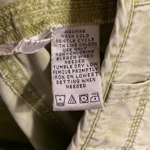 Vintage Y2K Drawstring Cropped Capri Painter Pants Green Chambray Women's M - Picture 11 of 12